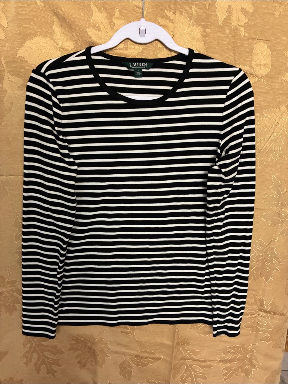 Lauren Ralph Lauren Black and White Striped Long Sleeve Tee